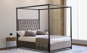 Four Poster Metal Bedframe with Optional Mattress