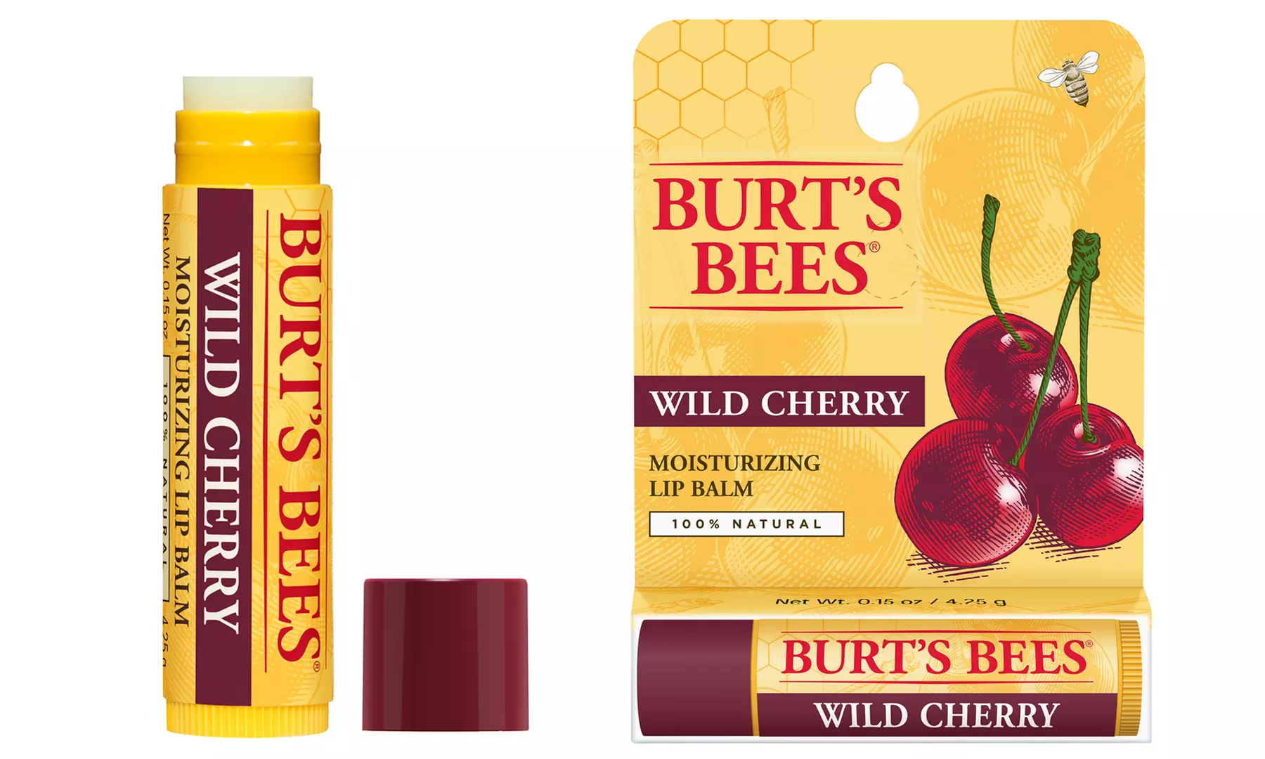 Burt's Bees Natural Wild Cherry Moisturizing Lip Balm (2-Pack) - Primary Image