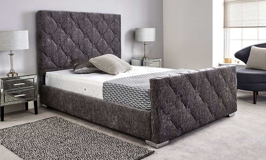 Image 1: Upholstered Chenille Bed Frame