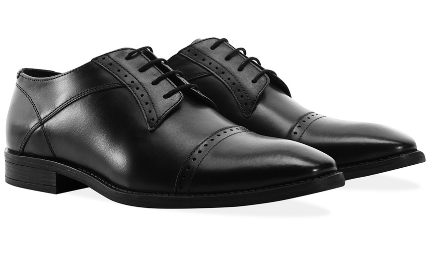 Image 4: Men's Leather Derby Toe Cap Shoes