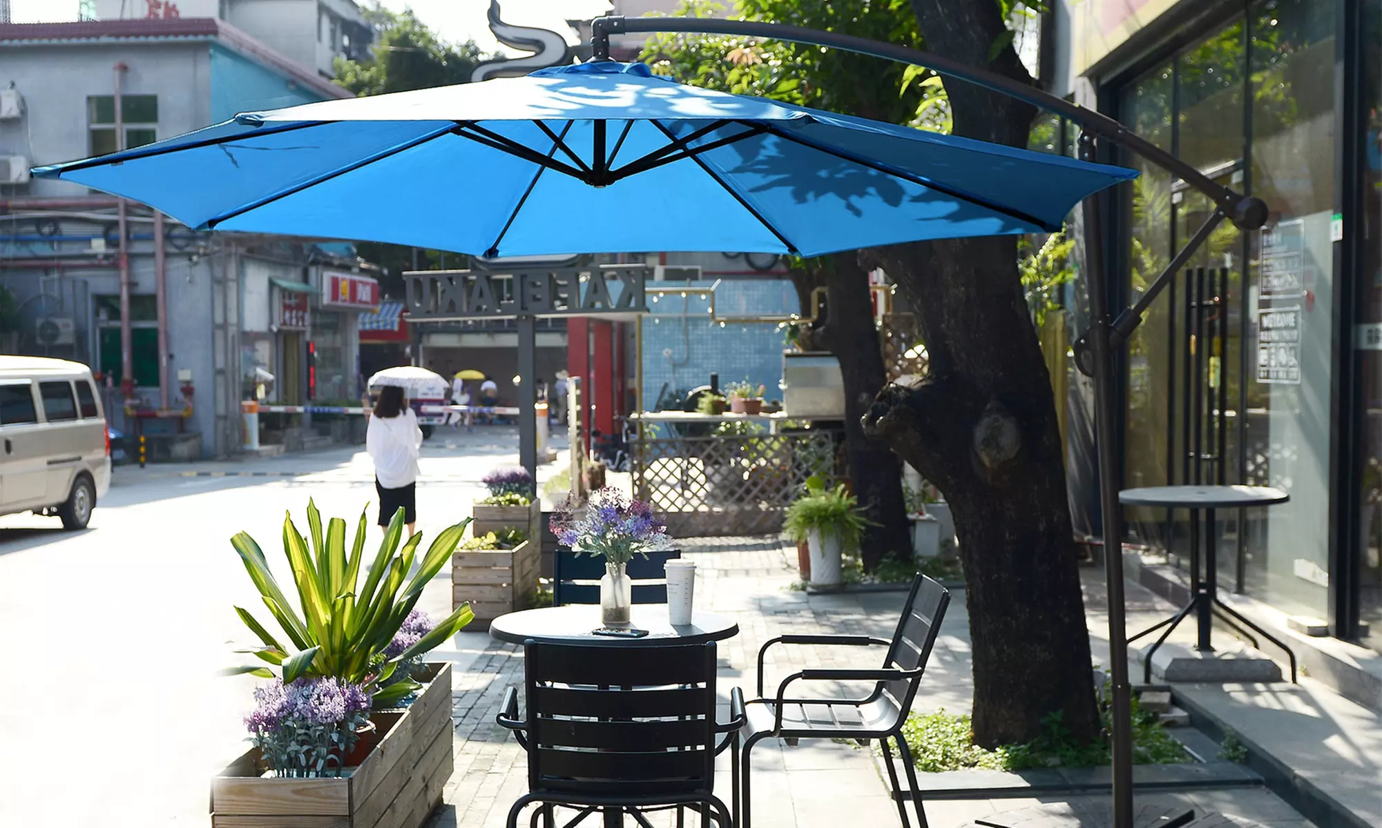 Villacera 10' Offset Outdoor Aluminum Patio Umbrella - Primary Image