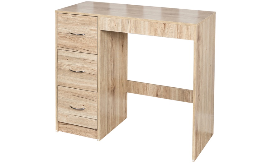 Image 3: Three-Drawer Wooden Bedroom Dressing Table