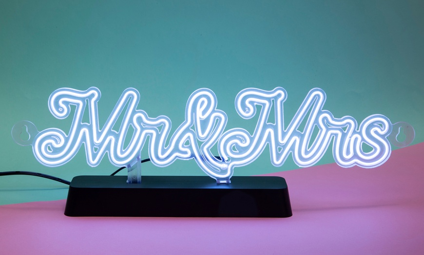 Image 1: Mr and Mrs Light Up Neon Sign