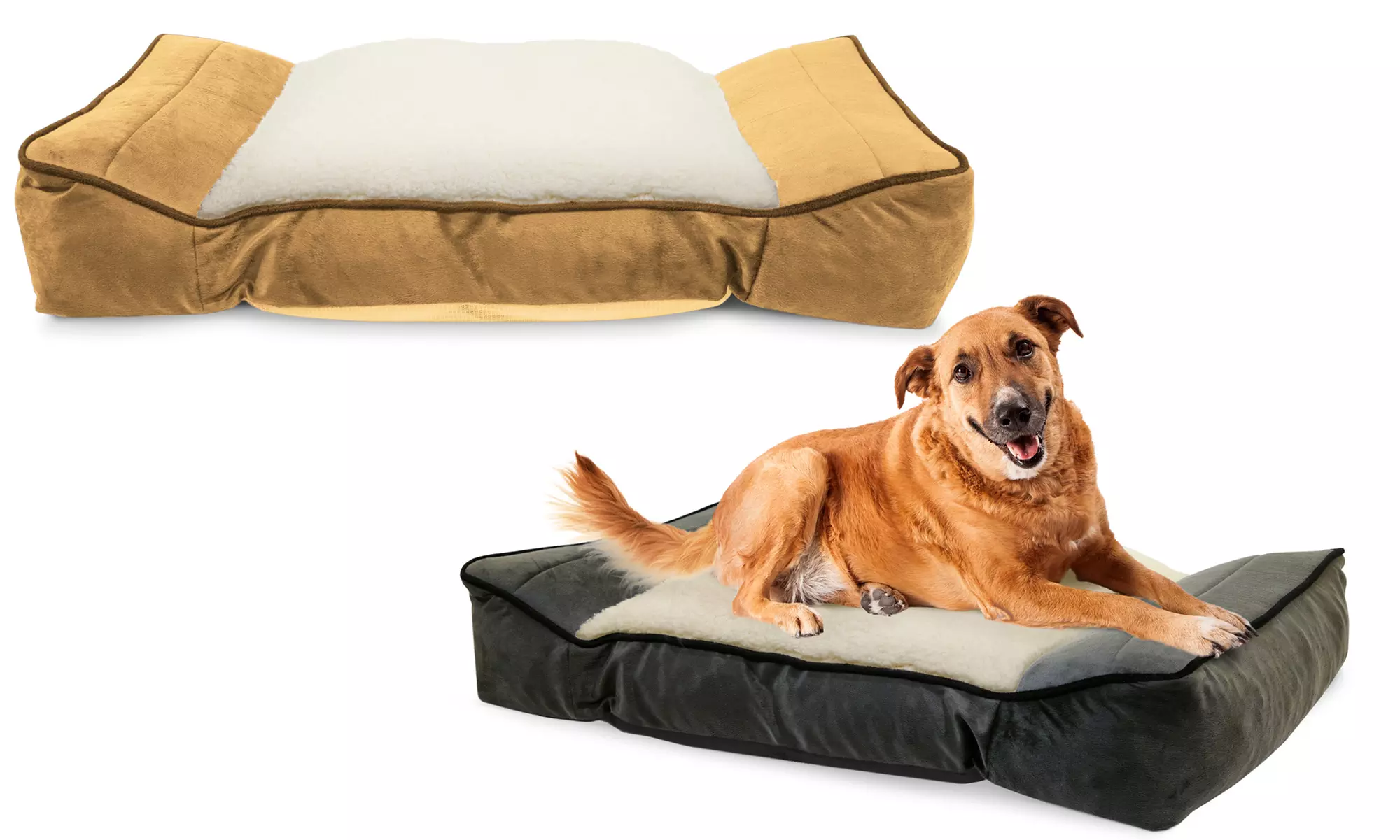 Orthopedic Memory Foam and Sherpa Bolstered Pet Bed - Primary Image