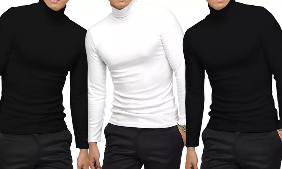 Set di 3 o 5 maglie da uomo con interno felpato slim fit a mezzo collo disponibili in 2 taglie - Primary Image