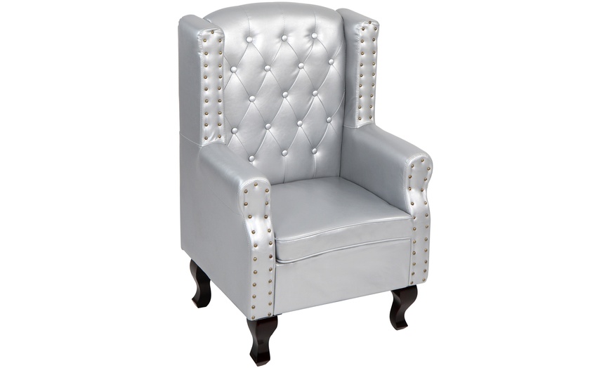 Image 19: Faux Leather Armchair and Footstool 