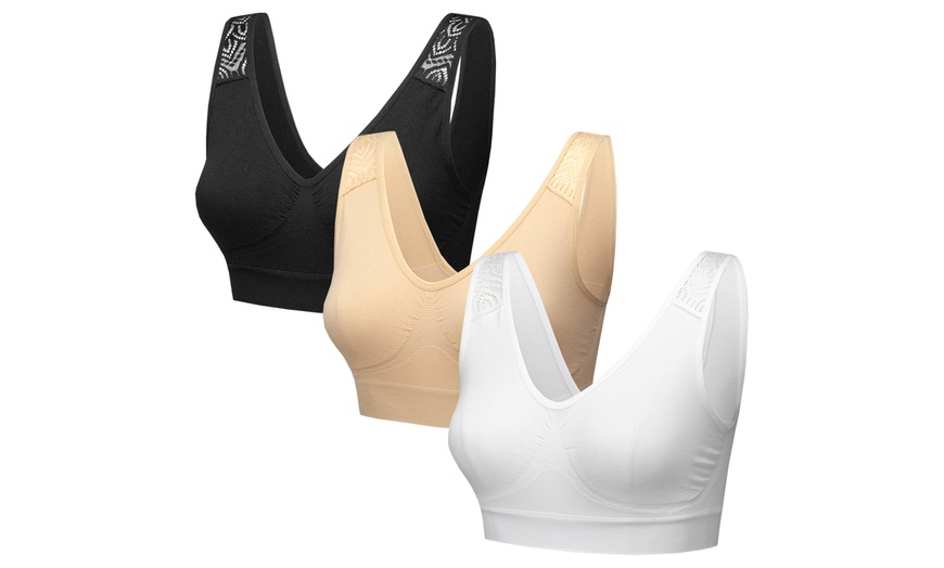 Image 3: Three-, Six- or Nine-Pack of Lace Panel Seamless Bra