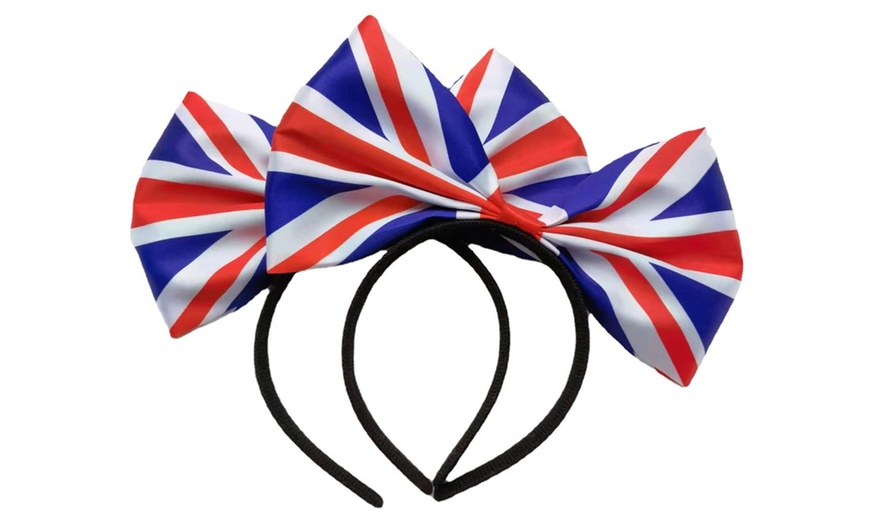 Image 4: One, Two or Four Great Britain Union Jack Flag Bow Headbands