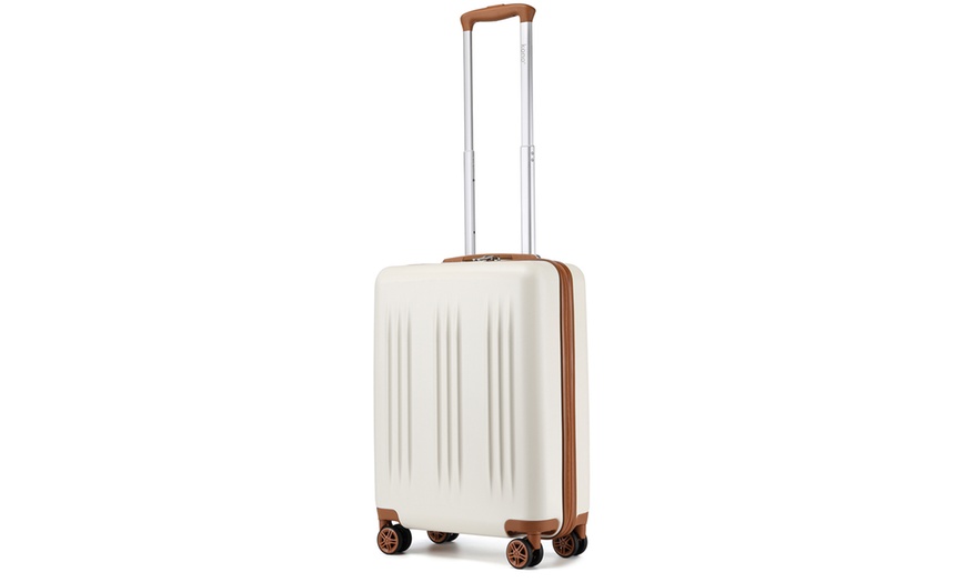 Image 14: Five-Piece Striped Expandable ABS+PC 20", 24'' and 28'' Suitcase 