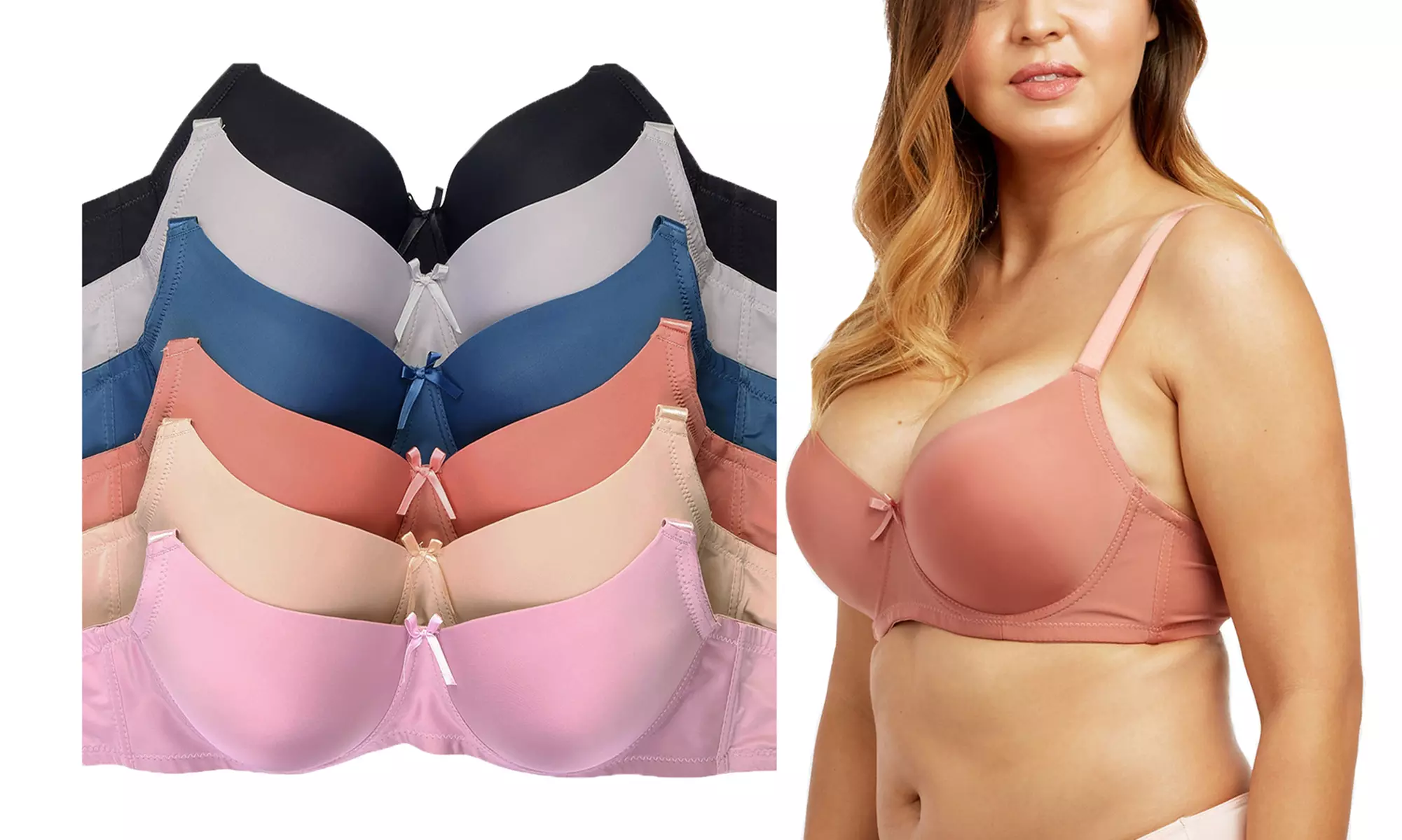 Women's Smooth T-Shirt Bras (6-Pack) in D and DD Cup - Primary Image