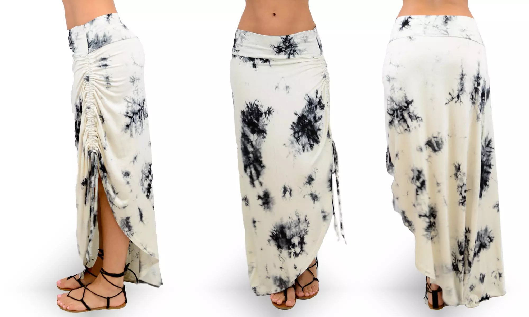 Women's Side-Slit Maxi Skirt with Adjustable Side Strings - Second Medium