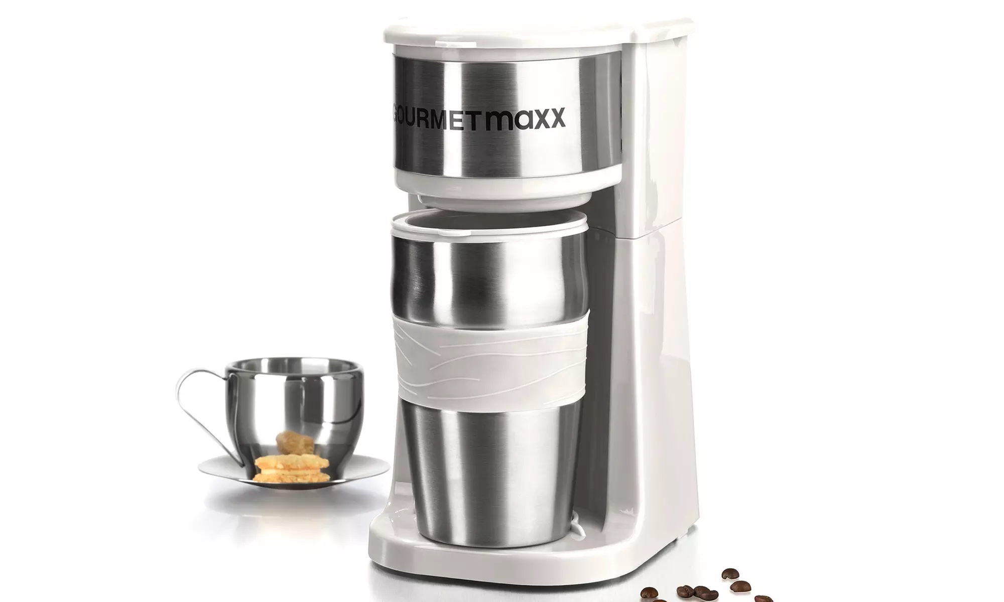 GOURMETmaxx Single-Kaffeemaschine Edelstahl inkl. Thermobecher „To go“ - Primary Image