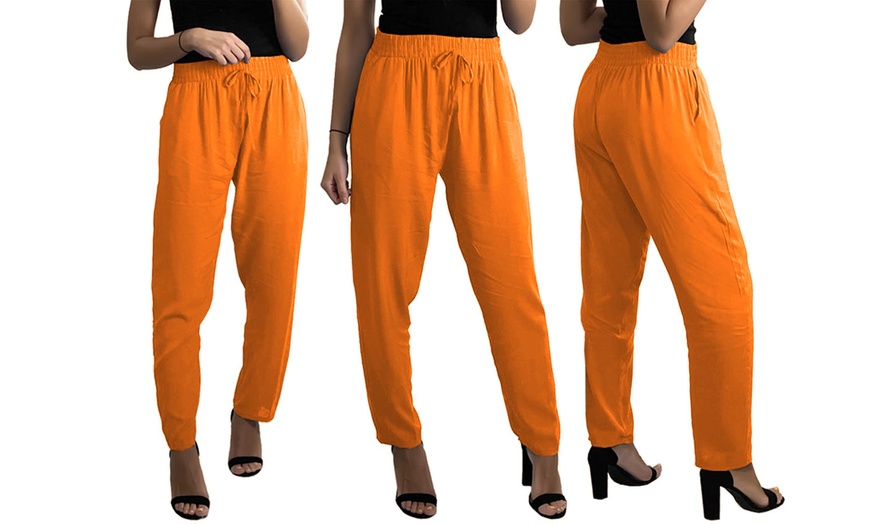 Image 9: Women's Plain Cotton Pocket Trousers