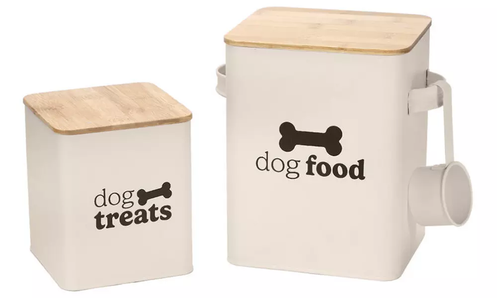 Set of Two Airtight Dog Food Storage Tins