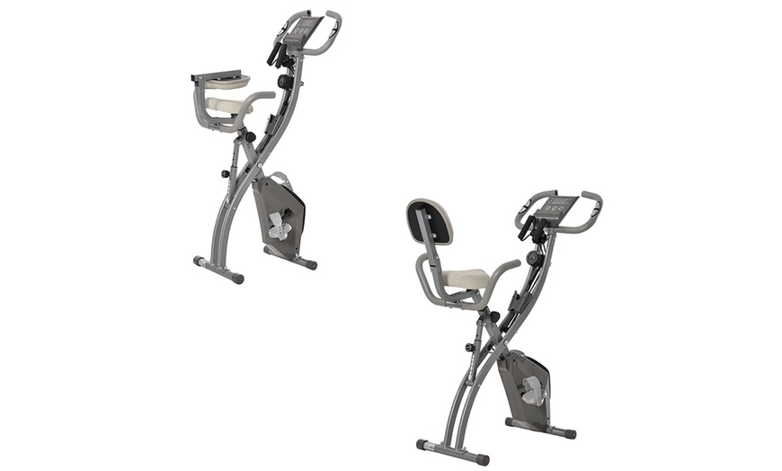 Image 11: HomCom Fold-Away Exercise Bike with 8-Level Resistance and LCD Display