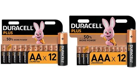 24 o 36 batterie Duracell Plus disponibili in modelli AA, AAA 1.5V