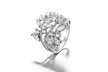 18k White Gold Leaf Ring Made With crystals from Swarovski - Second Medium