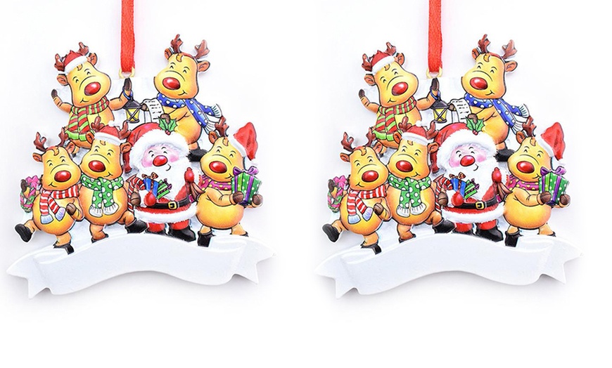 Image 5: One or Two Personalised Santa and Reindeer Christmas Tree Decorations