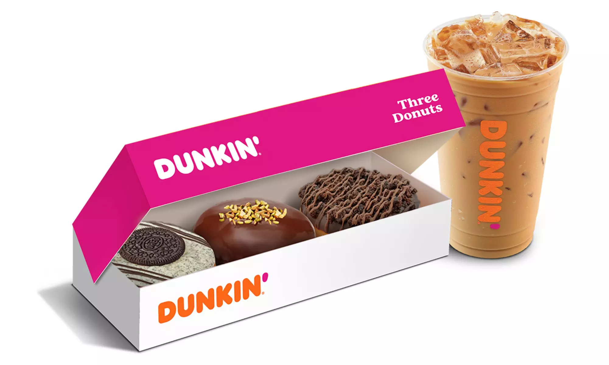 One Stop for Everyday Treats: Medium-Sized Beverage Plus Box of Three Premium Donuts at Dunkin - Primary Image