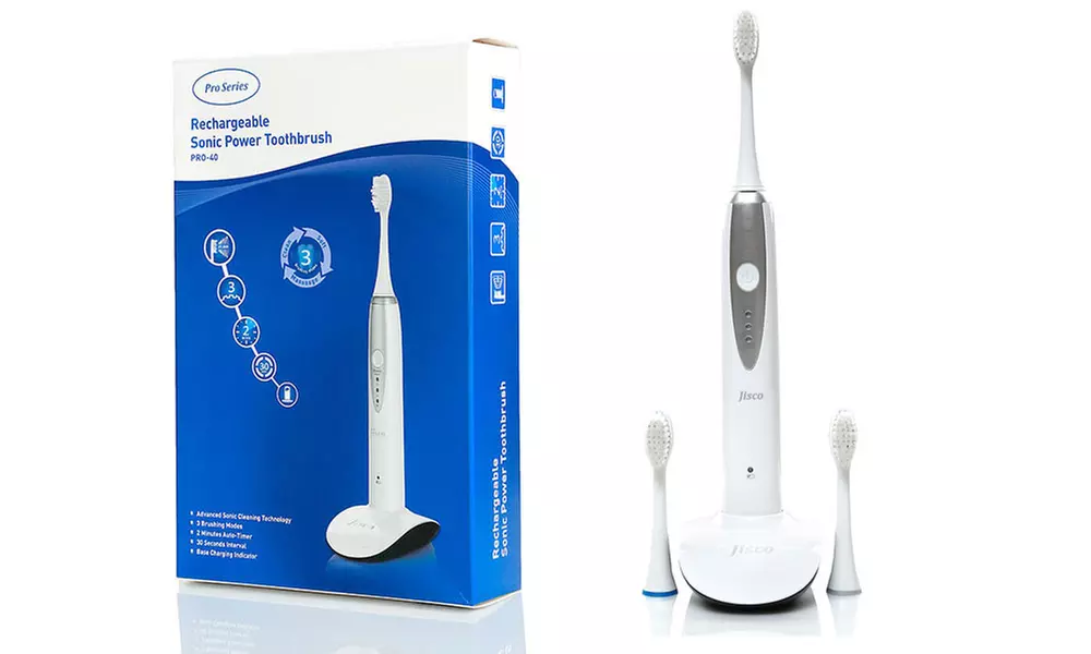 Rechargeable Sonic Powered Toothbrush with 3 Brush Heads - Primary Image