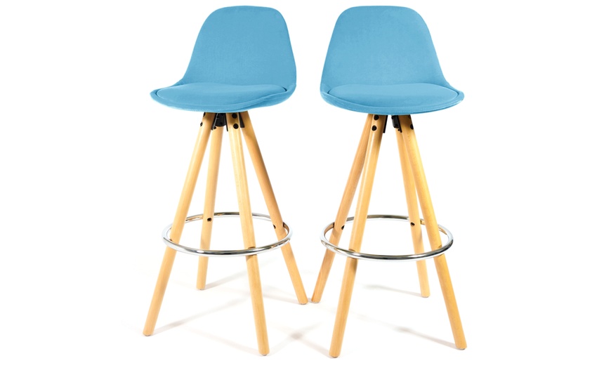 Image 13: Barcelona Retro-Style Bar Stool Two-Piece Set