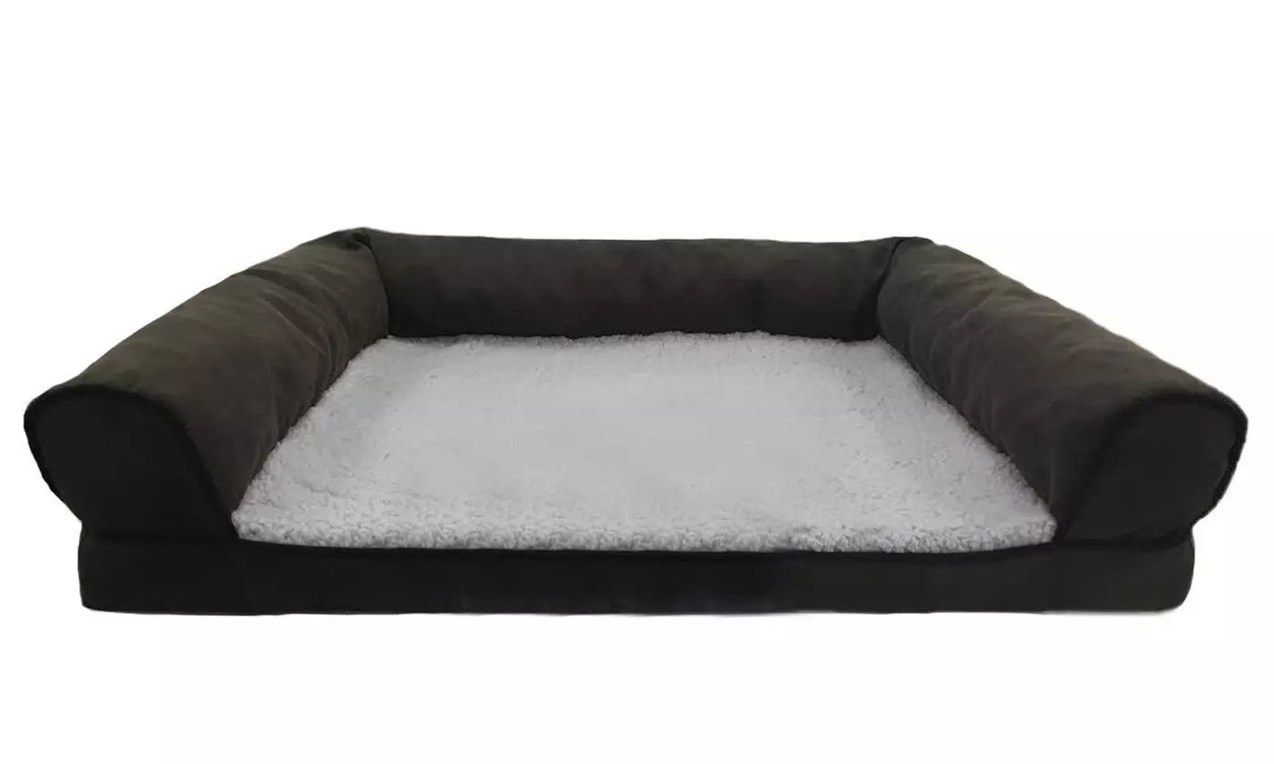 Microsuede and Sherpa Fleece Orthopedic Couch-Style Pet Bed - Second Medium