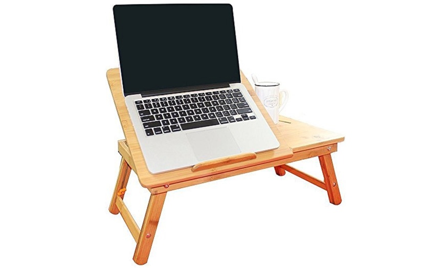 Image 4: Foldable Wooden Laptop Stand