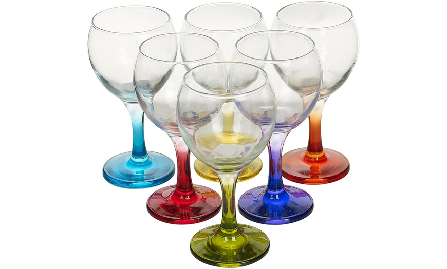 Image 2: Six or Twelve Coloured Stem Wine Glasses