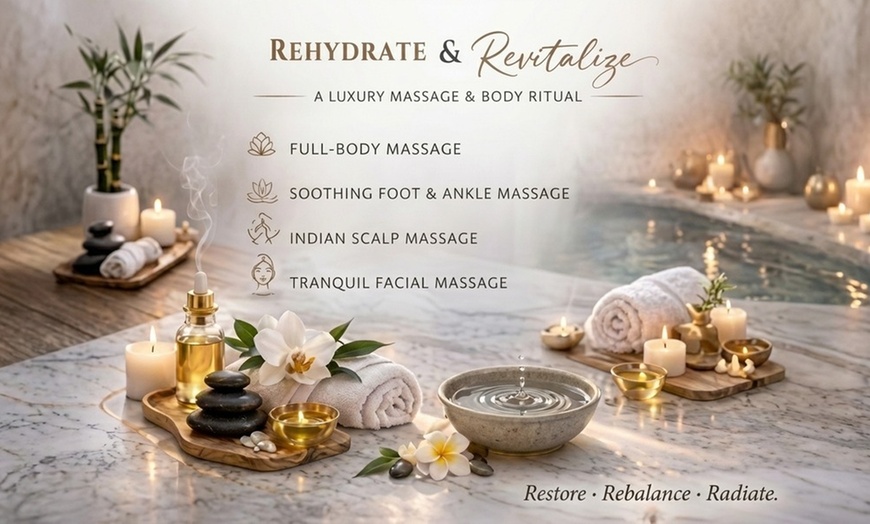 Image 2: Full Body Massage with Scalp Foot and Facial Therapy 60 or 90 Minute 