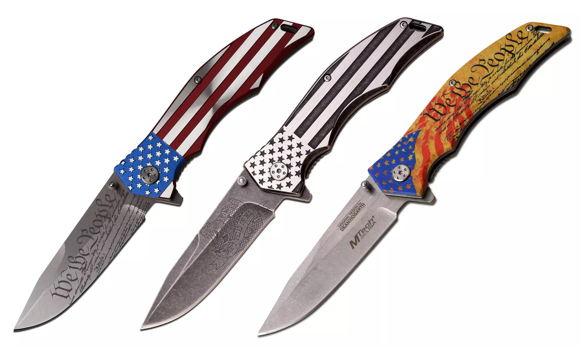 MTech USA Assisted Opening Stainless Steel American Flag Knife - Primary Image