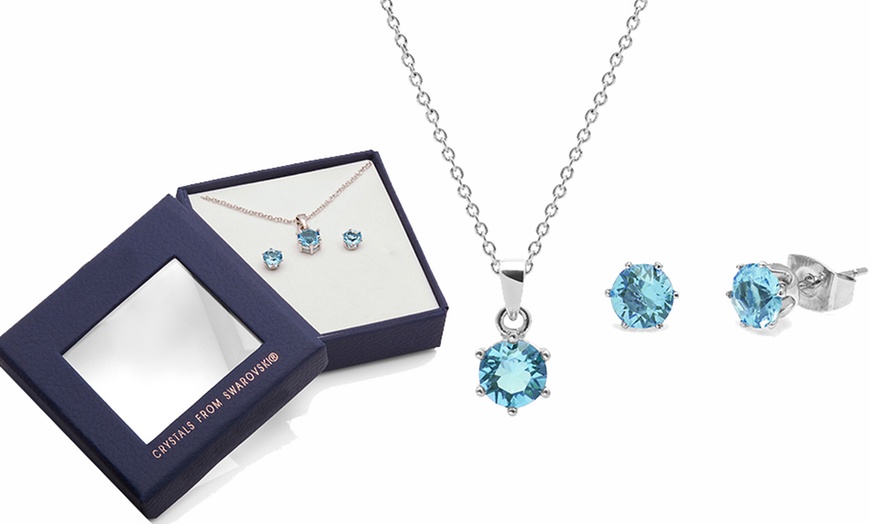 Image 9: Birthstone Necklace and Earrings Set with Crystals from Swarovski®