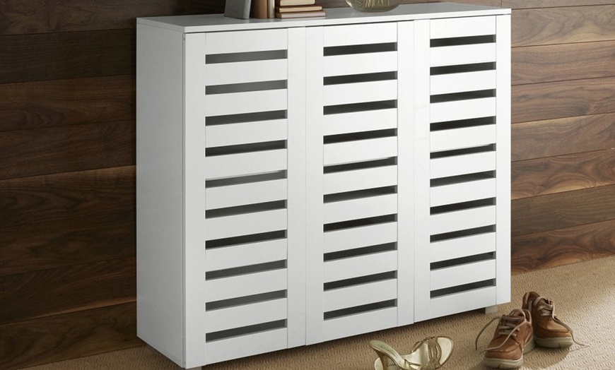 Image 13: Furniture Dealz Oslo 3 Door Shoe Storage Cabinet