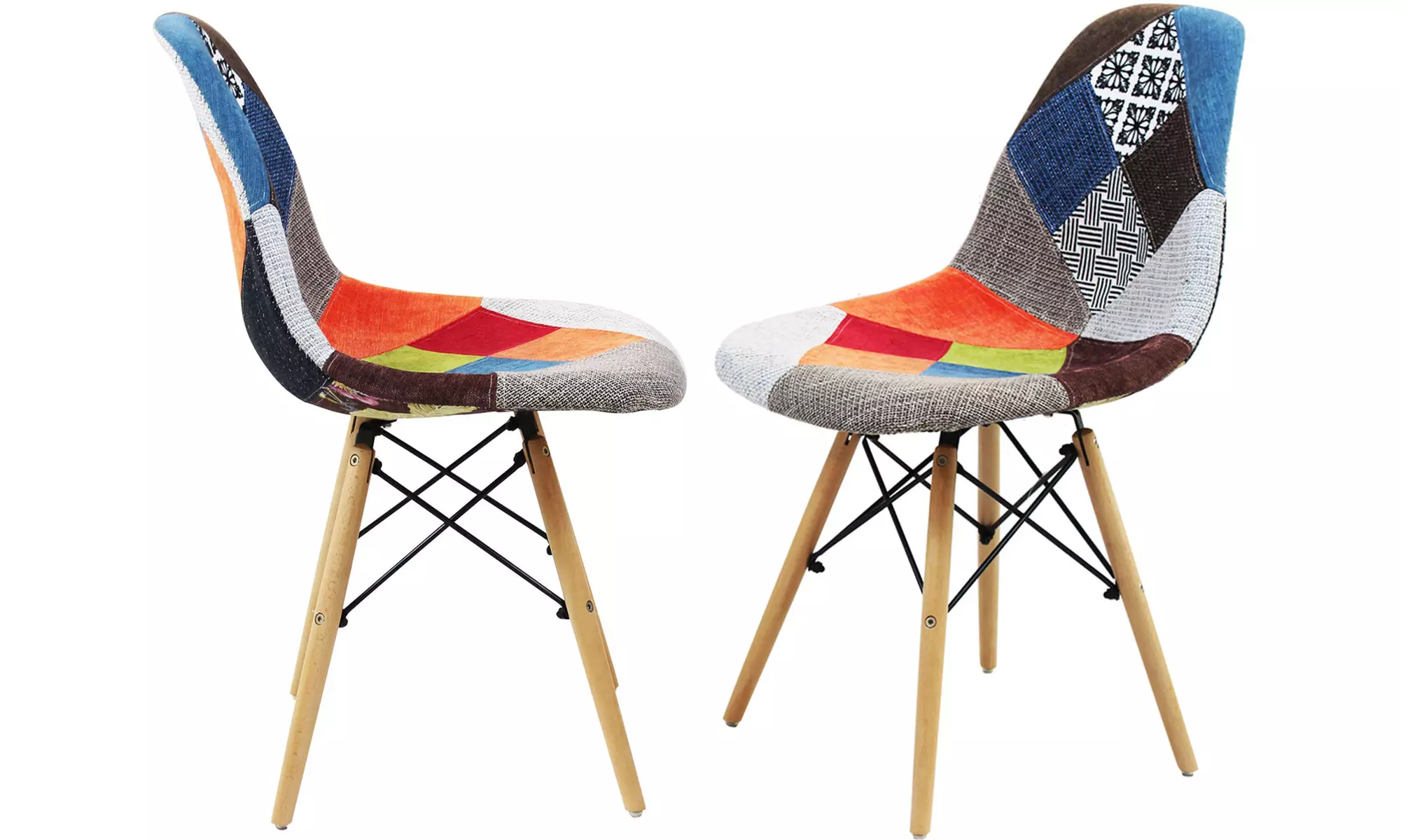 Kit di 2 poltroncine Picasso Patchwork in legno di faggio e metallo