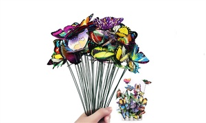  50 or 100 Colourful Butterflies Stakes Garden Yard Decoracion 