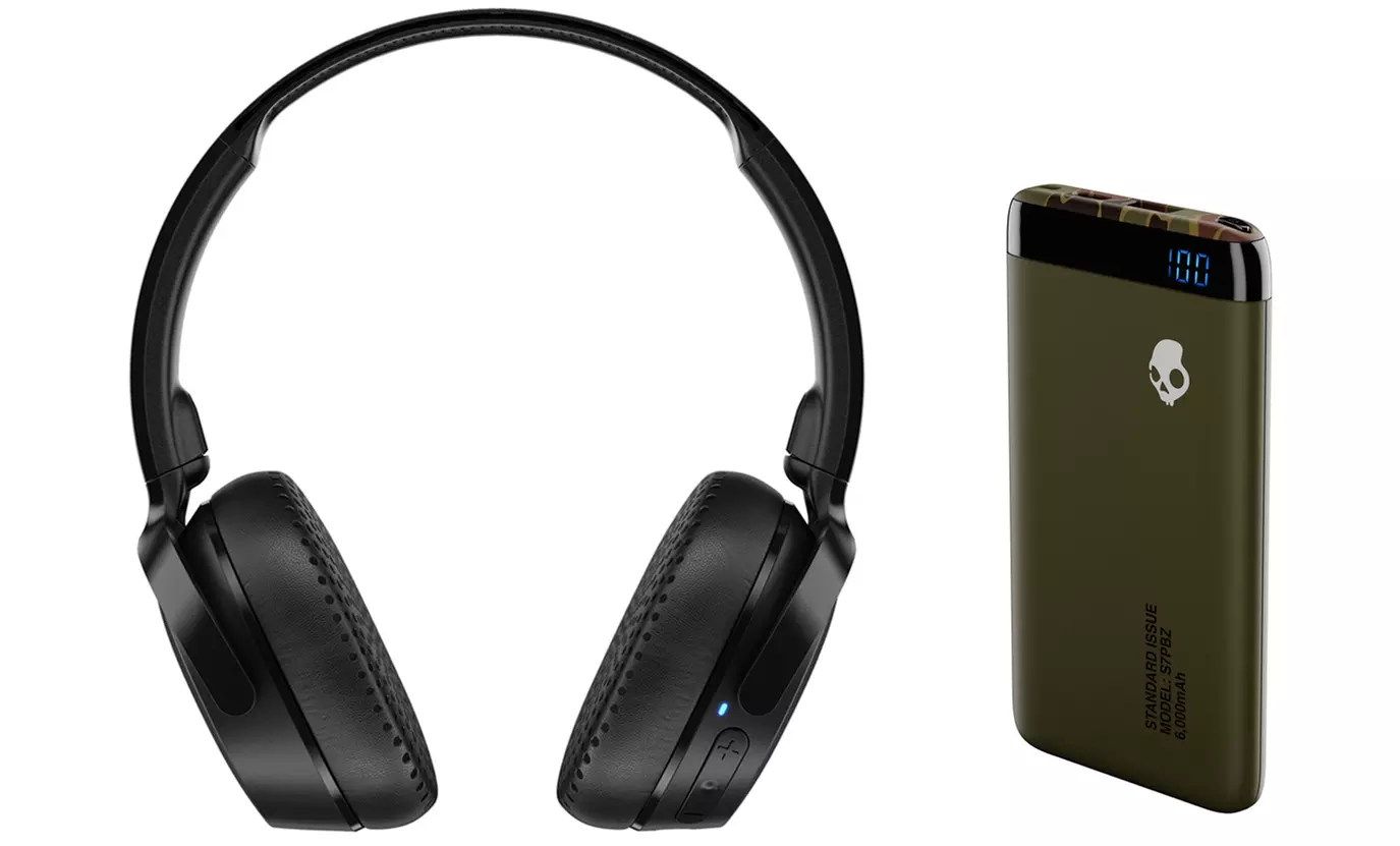 Skullcandy Riff Wireless Over-Ear Headphones with Stash 6000mAh Power Bank Bundle - Second Medium