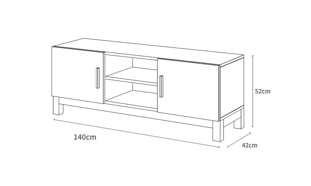 Meuble TV Lahti, style scandinave avec pieds en hêtre - Second Medium