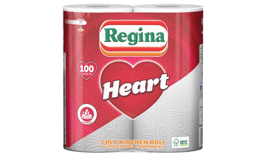 Image 1: Up to 40 Rolls of Regina Heart Three-Ply Kitchen Towels