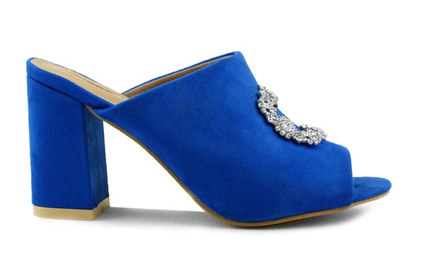 Image 9: Embellished Peeptoe Heeled Mules