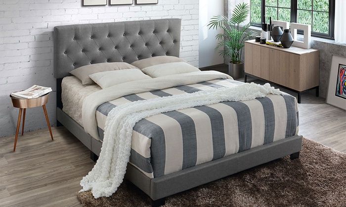 Up To 48% Off On Cassandra Fabric Upholstered Bed | Groupon Goods