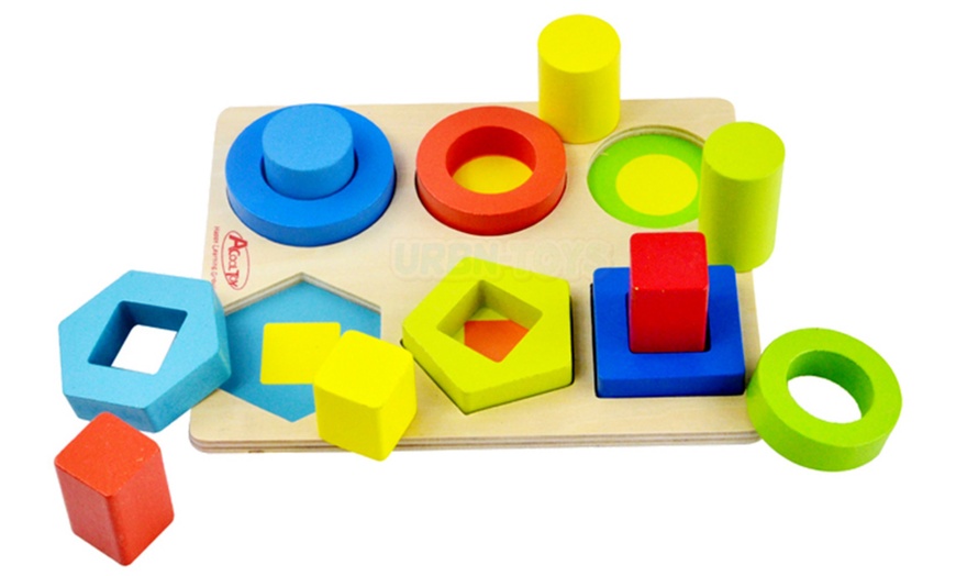 Image 5: Wooden Geometric Shape Sorter Board