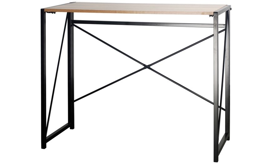 Image 22: Wooden Foldable Table with Steel Tube Legs