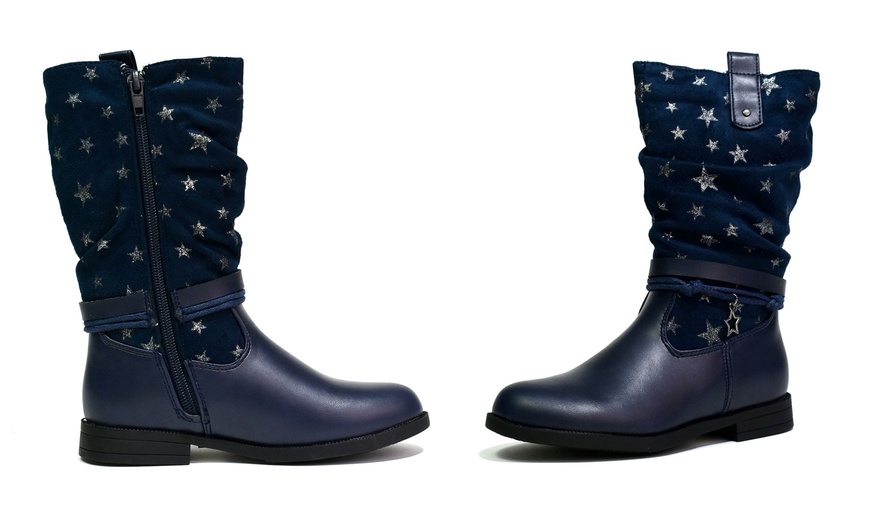 Image 7: Kids' Silver Star Zip-up Boots