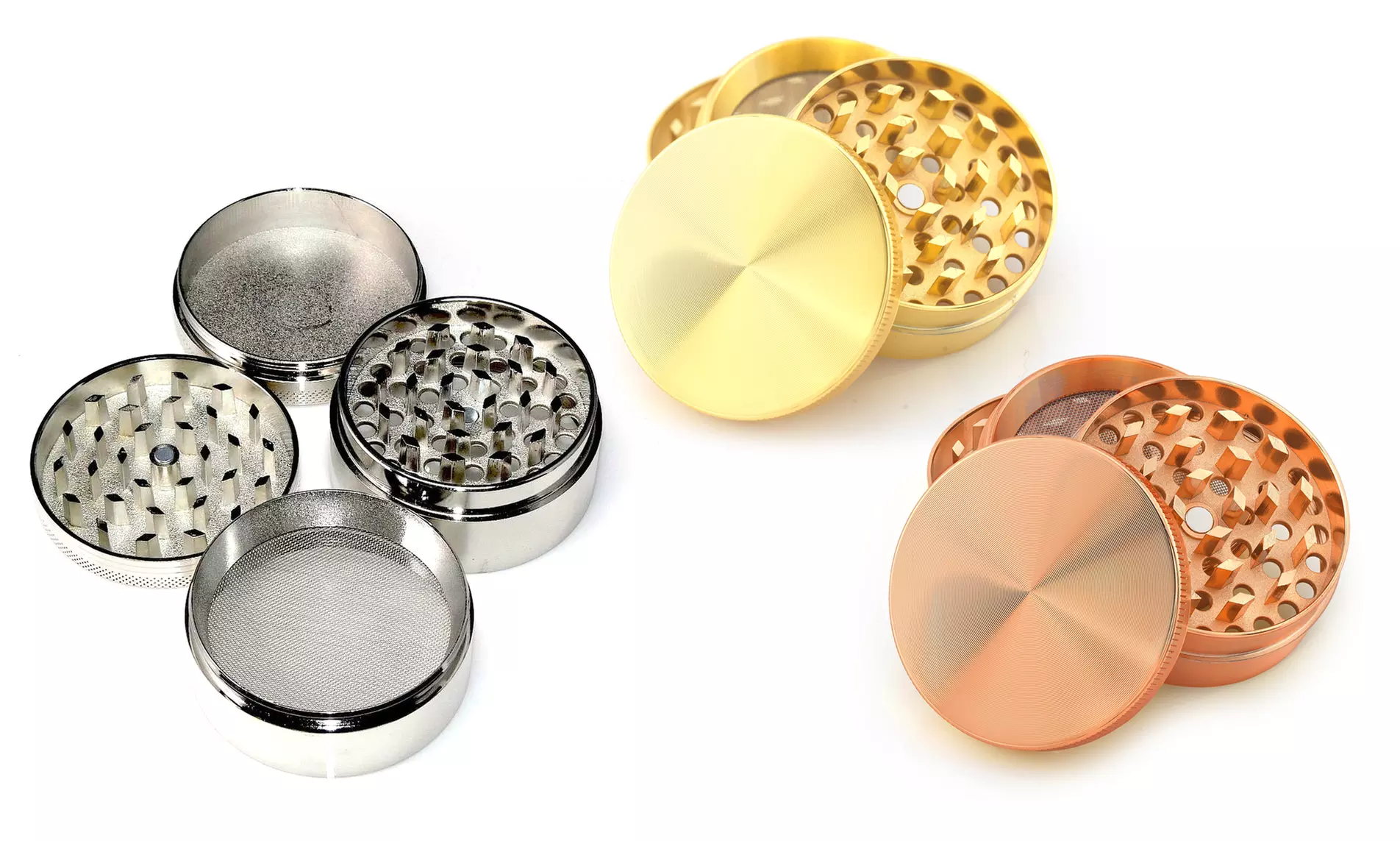 24K Gold, Rose Gold, or Sterling Silver Plated Titanium Herb Grinder - Primary Image