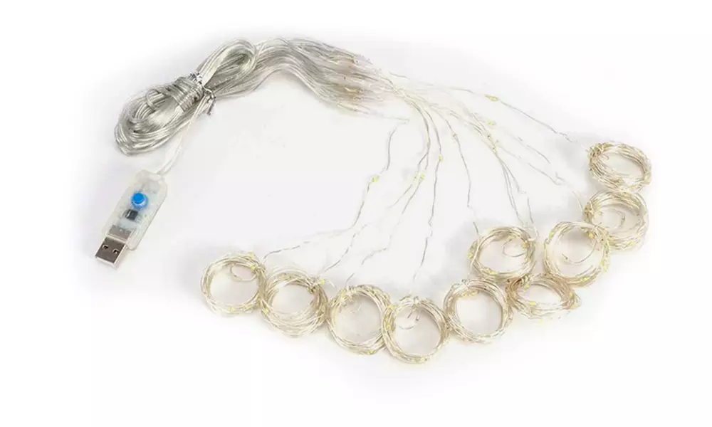 1 of 2 gordijnverlichtingen met led-lampjes