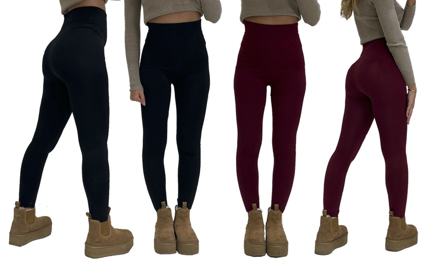 Image 15: Up to Six Packs of Ladies' High Waist Fleece Lined Leggings