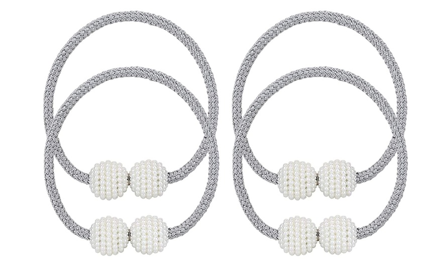 Image 11: Two or Four Magnetic Pearl Curtain Tiebacks