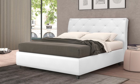 Letto matrimoniale Queen con testiera in cristalli Made in Italy disponibile in 4 colori