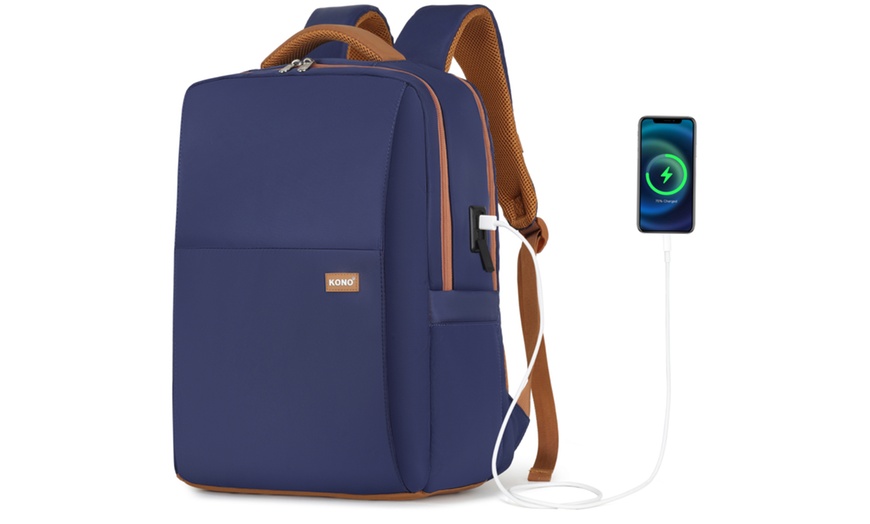 Image 15: Laptop-Rucksack mit USB-Ladefunktion und kleiner Reißverschlusstasche