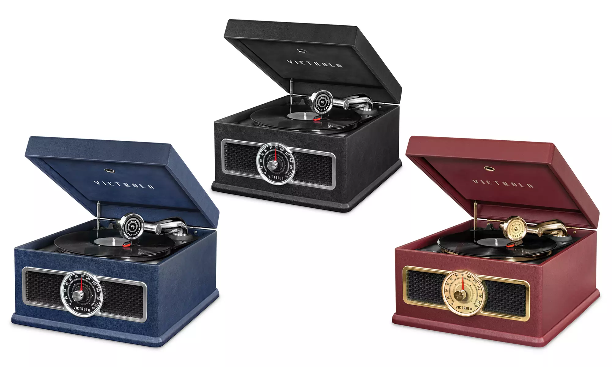 Victrola Five-in-One Bluetooth Three-Speed Turntable, CD Player, Radio, and Record Storage - Primary Image
