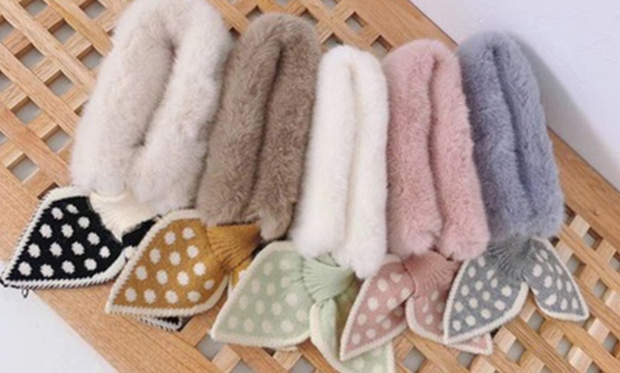 Image 2: Girls Cute Winter Soft Plush Scarf